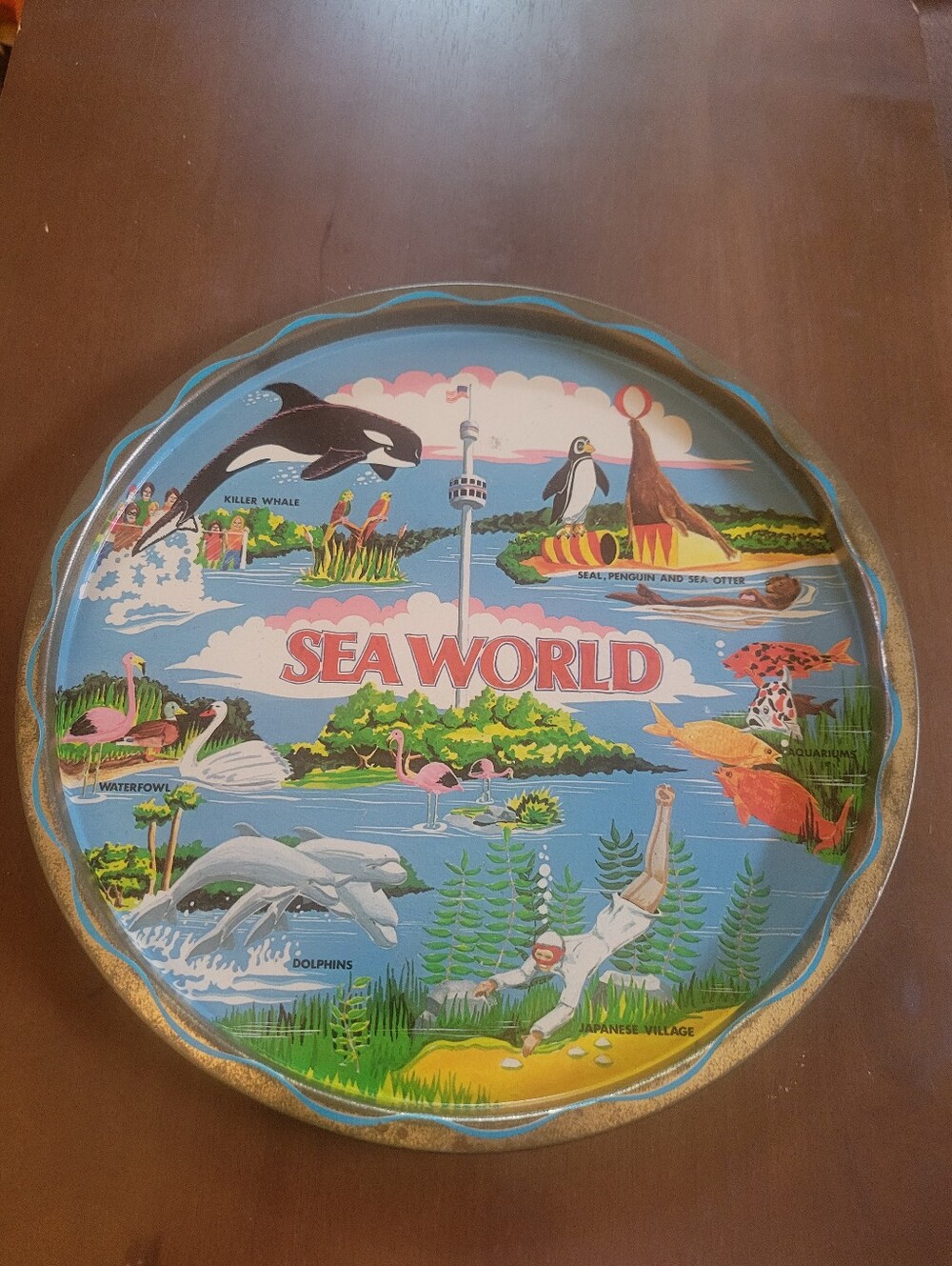Vintage Sea World Souvenir Tray 1976